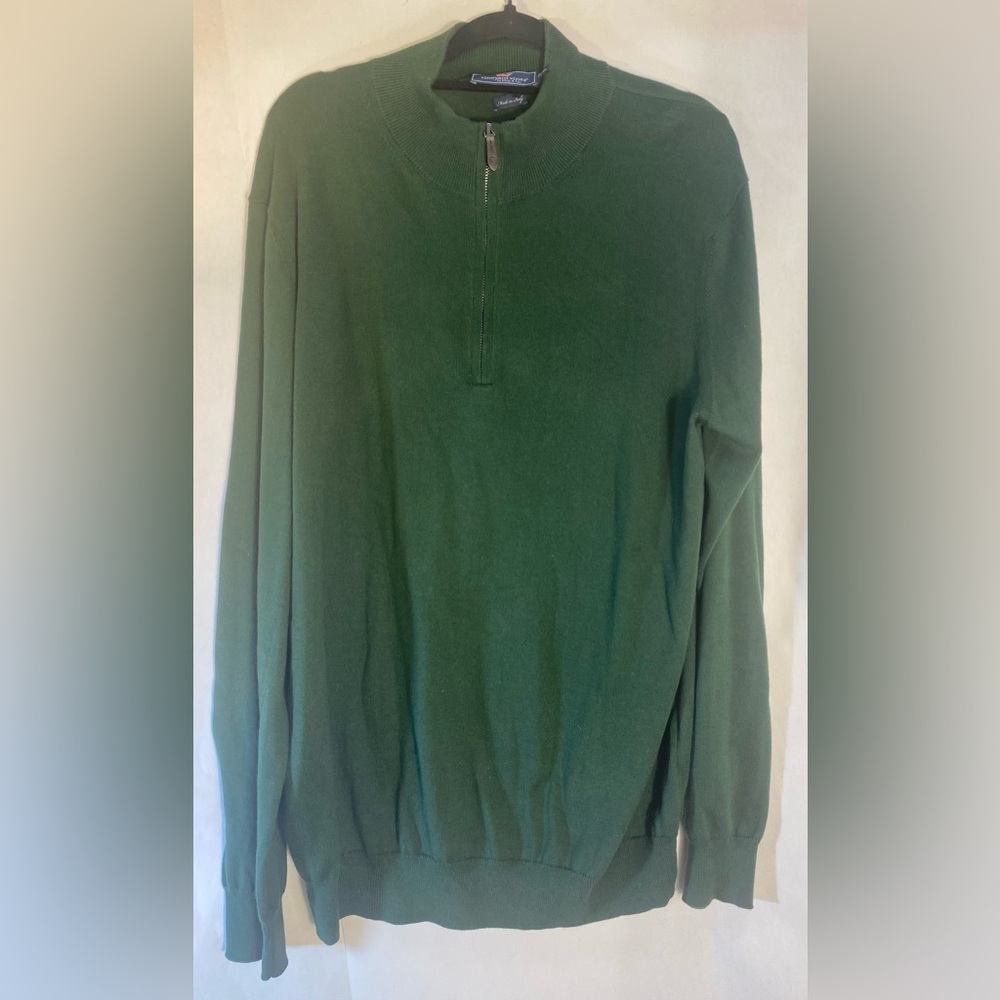 Vineyard Vines Shep & Ian Quarter Zip Sweater Cotton Cashmere Blend Italy XL